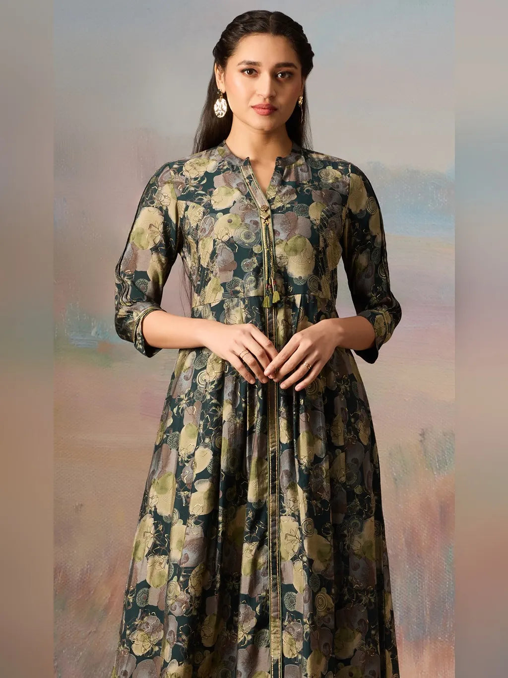 GREEN KURTI PANT SET