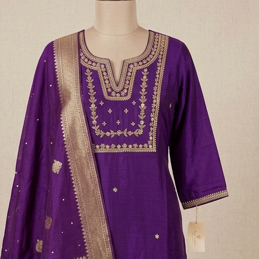 Purple Kurti Pant Set FJ322004