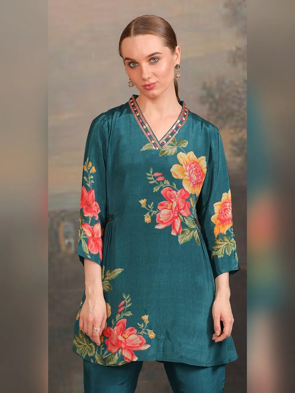 PEACOCK BLUE KURTI PANT
