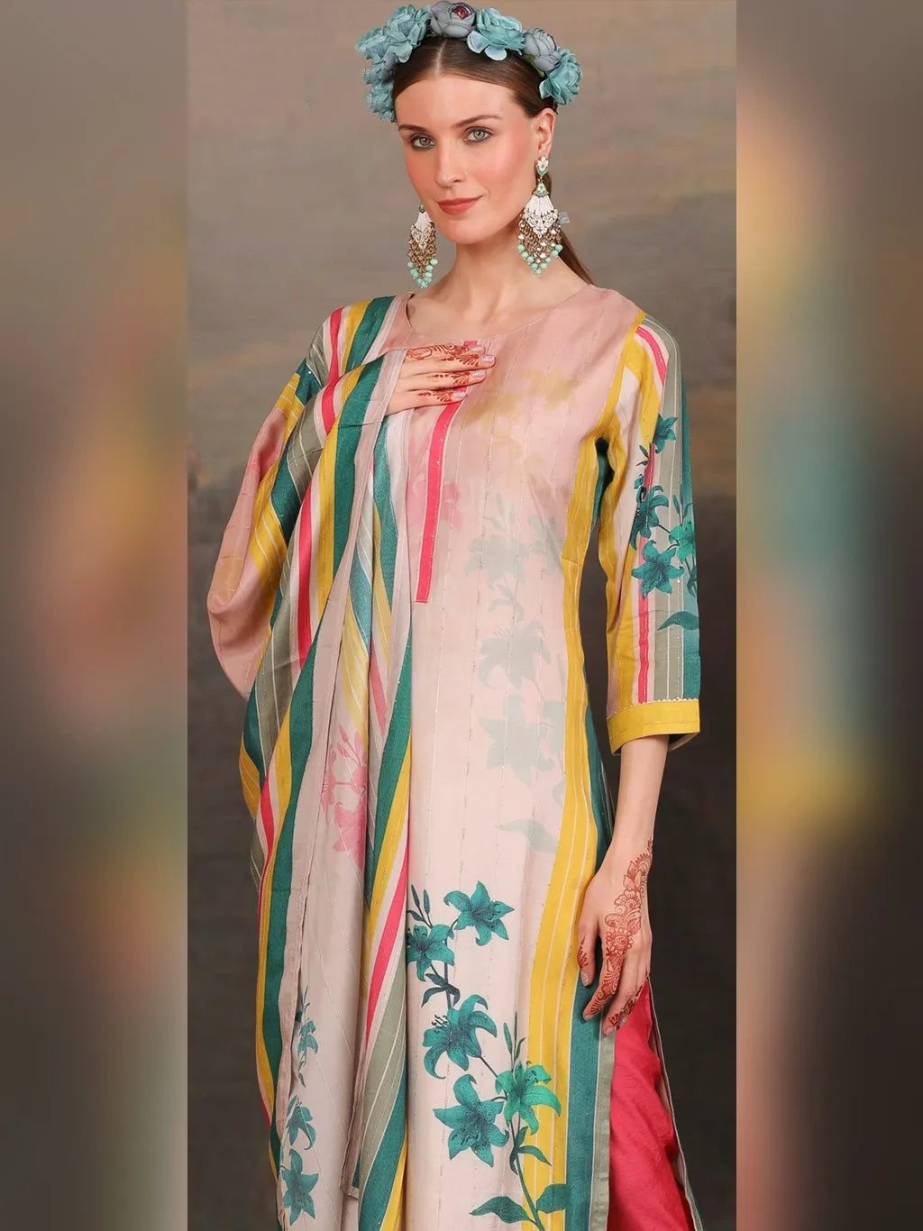 PINK KURTI PANT DUPATTA