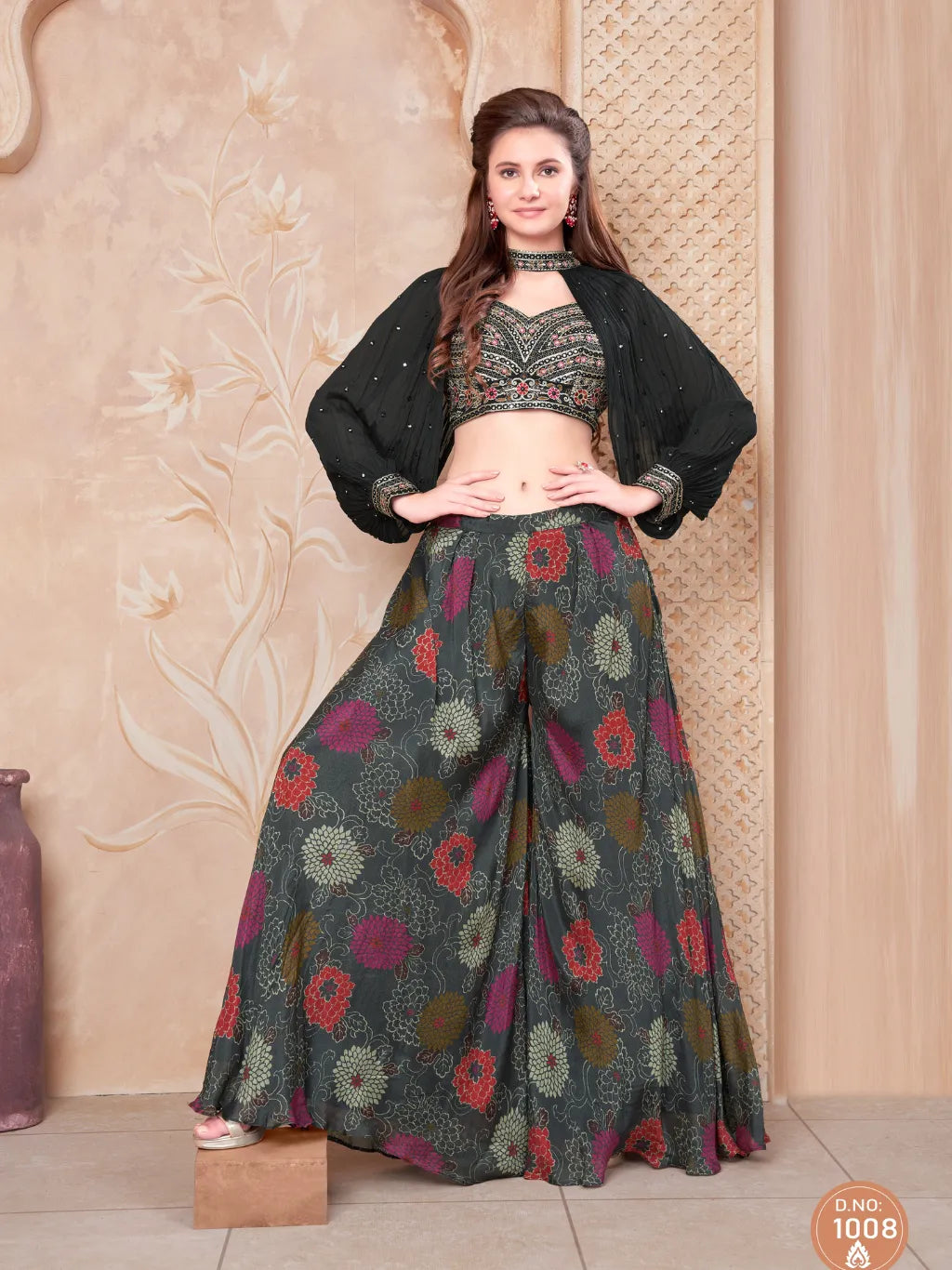 BLACK PLAZO CROP TOP