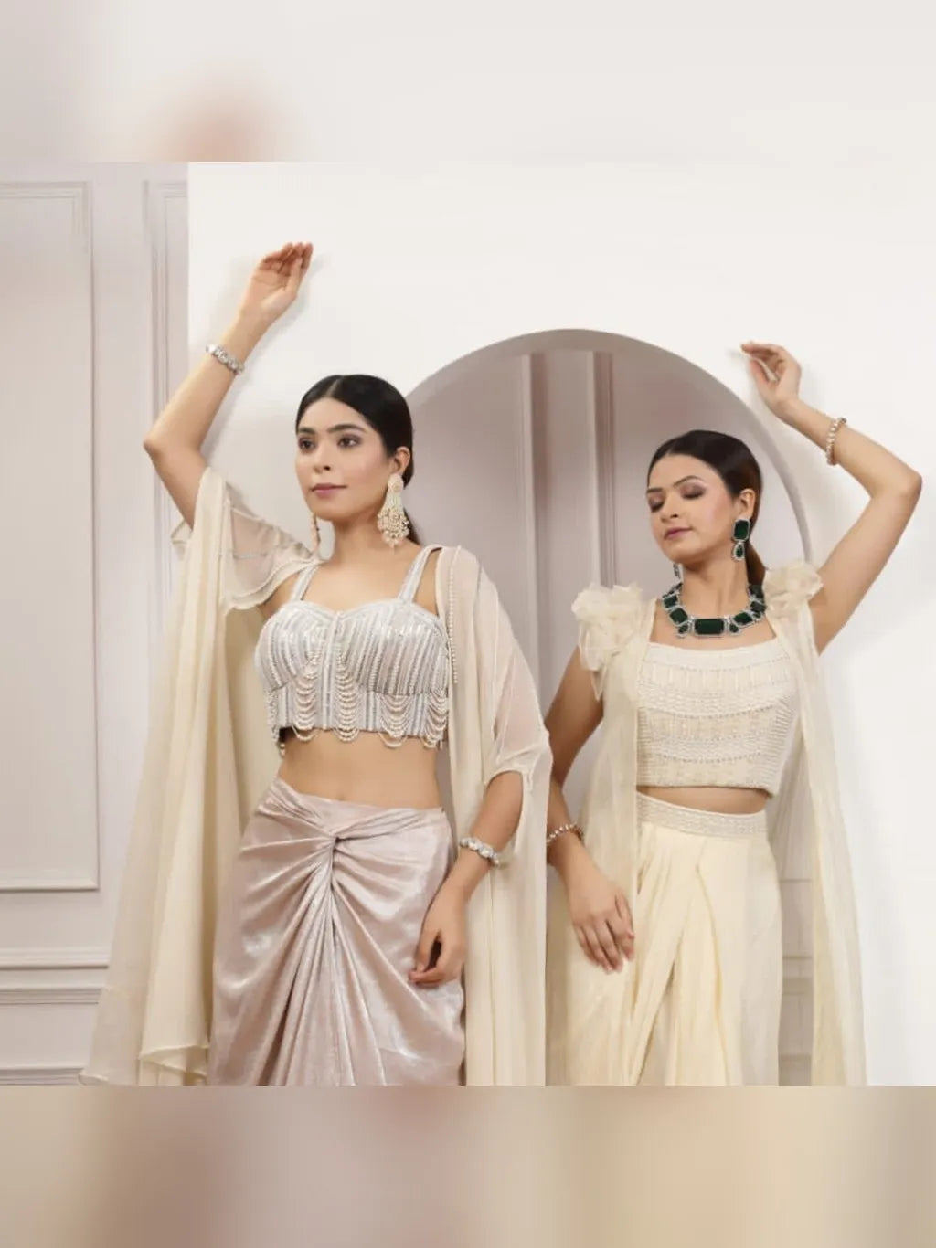 ROSE GOLD AND IVORY CROP TOP SKIRT