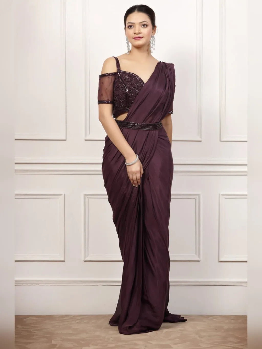 WINE DRAPE SAREE