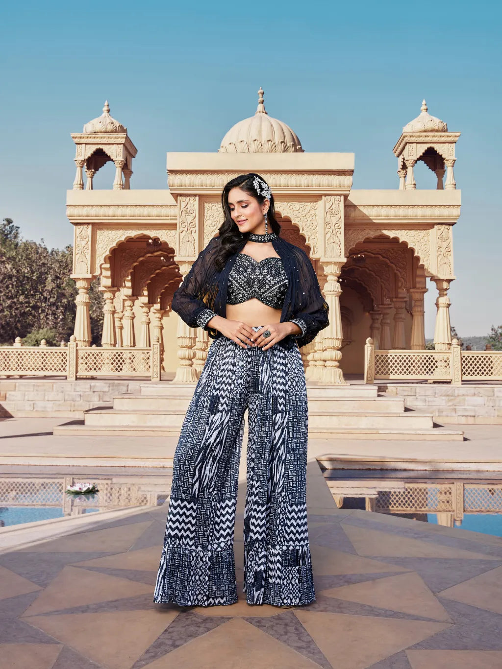 BLACK PLAZO CROP TOP