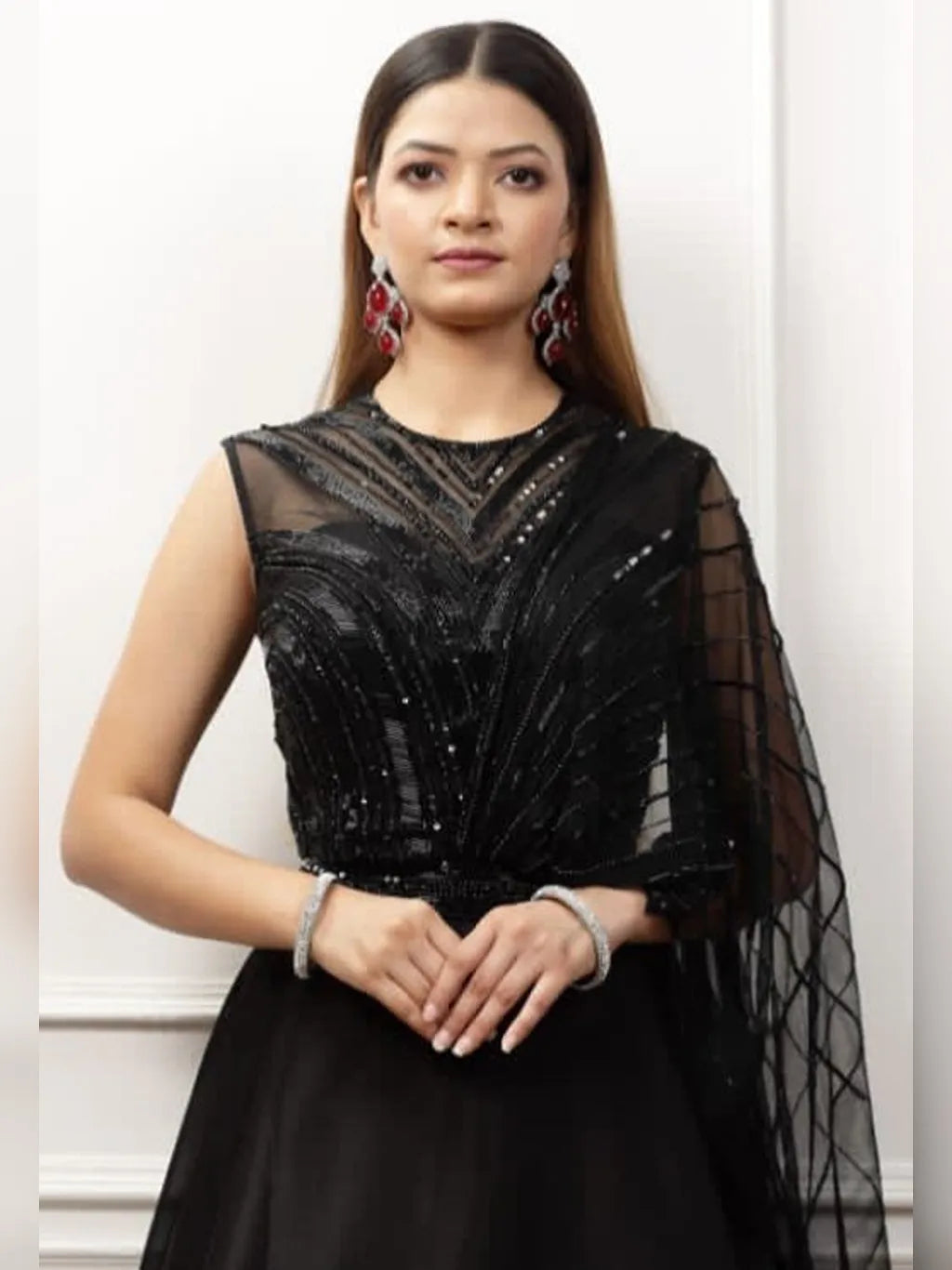 BLACK INDO-WESTERN GOWN