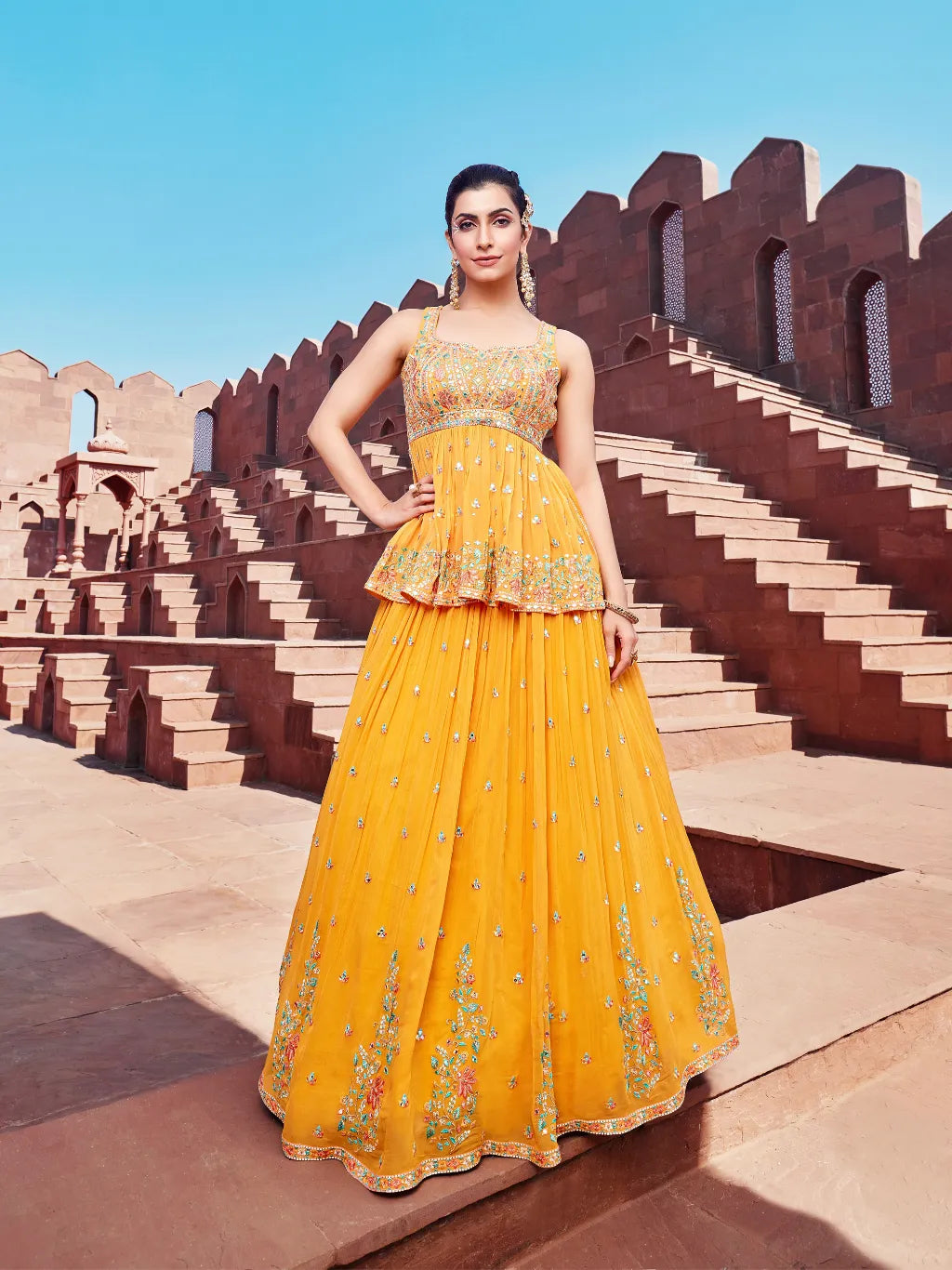 YELLOW CROP TOP SKIRT