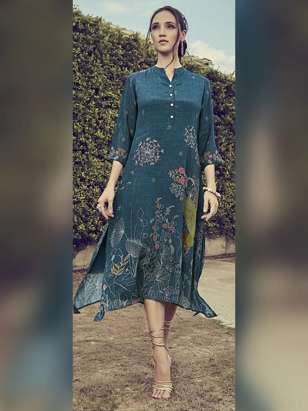 PEACOCK BLUE KURTI