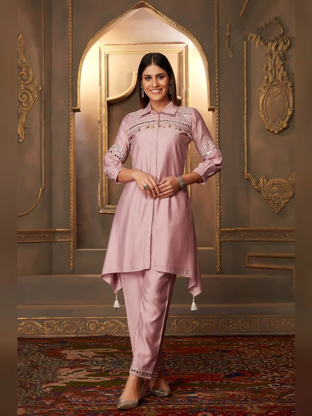 PINK KURTI PANT SET