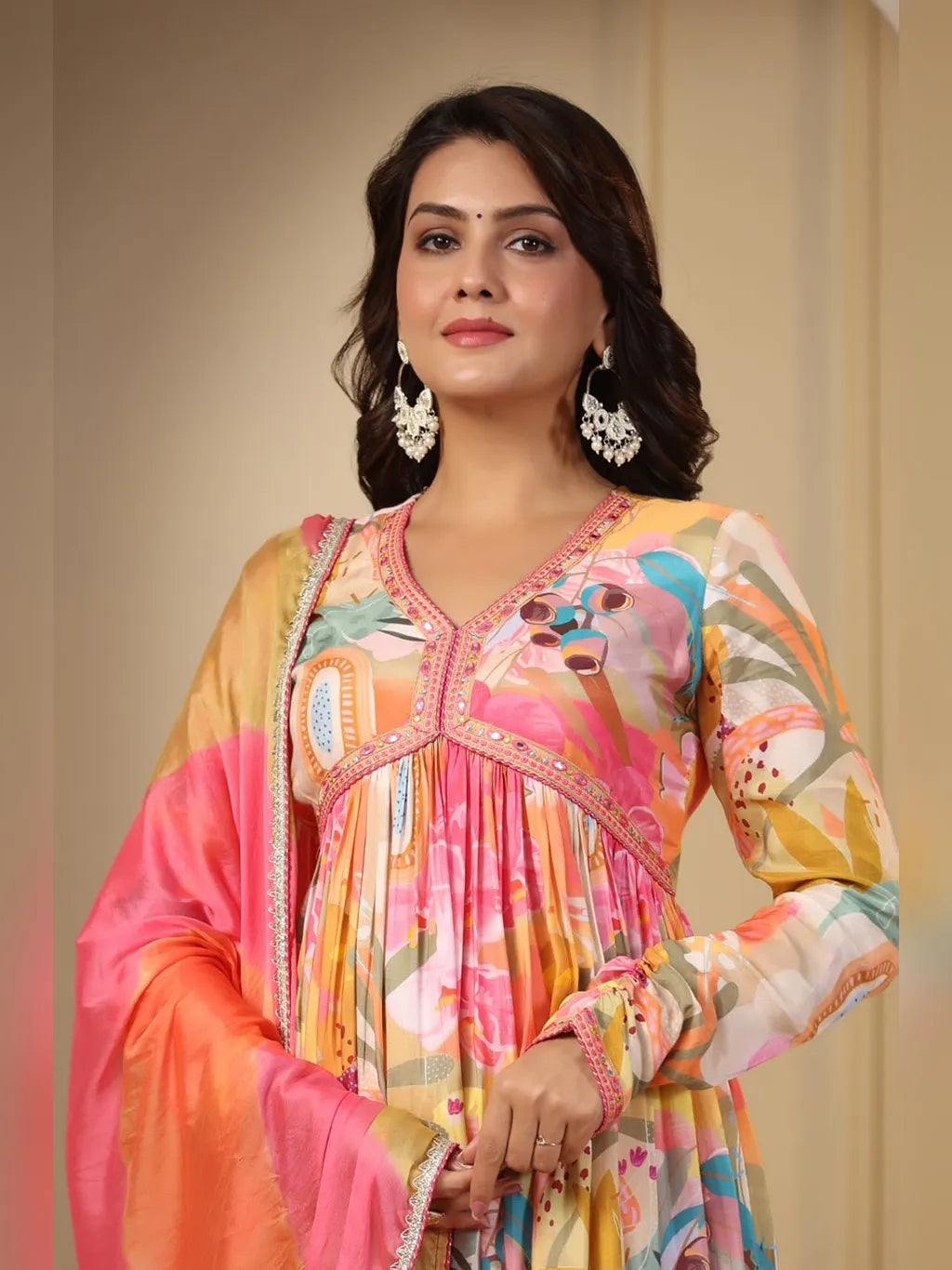 ORANGE KURTI PANT DUPATTA