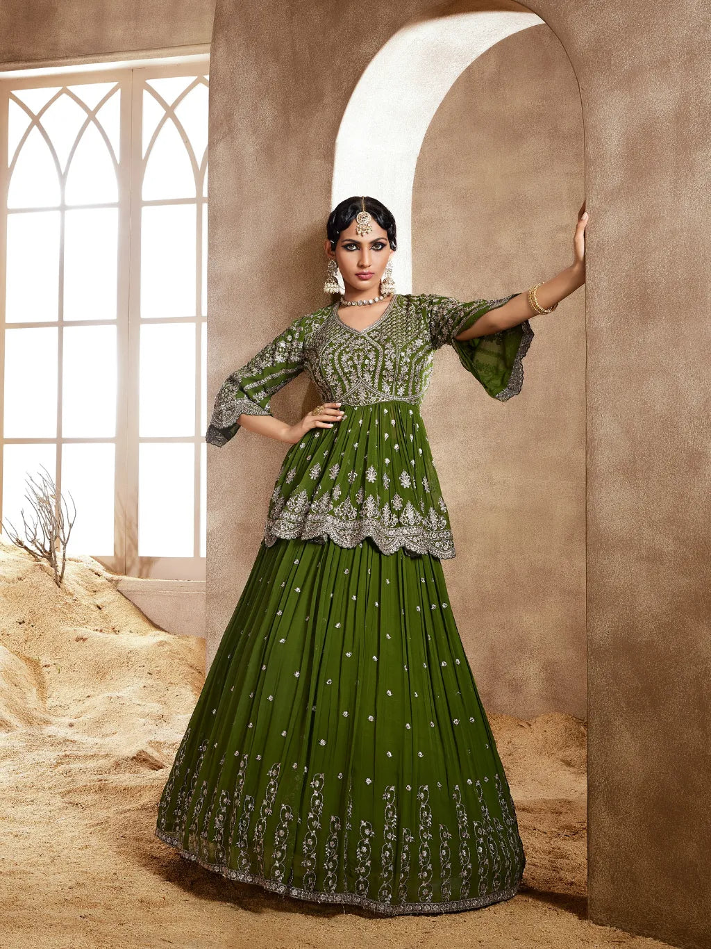 GREEN CROP TOP SKIRT