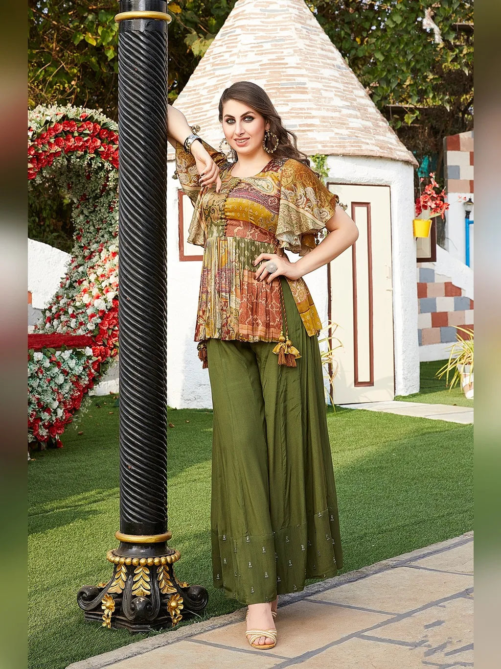 GREEN PLAZO SUIT