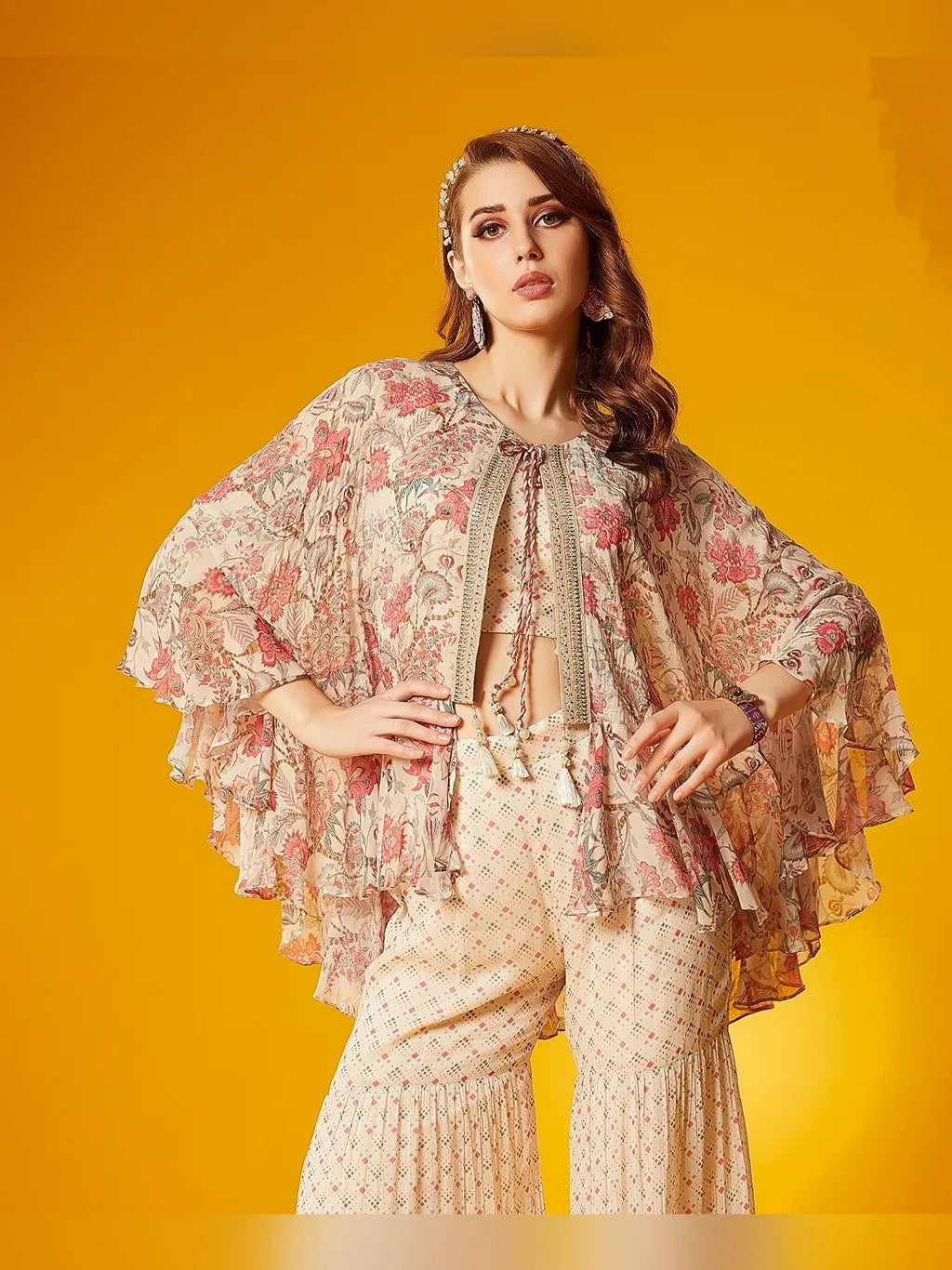 OFF WHITE PLAZO CROP TOP JACKET