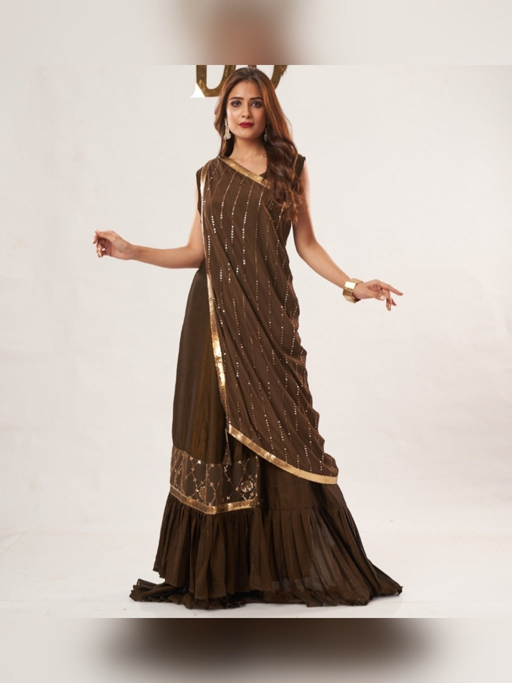 MEHENDI GREEN INDOWESTERN GOWN