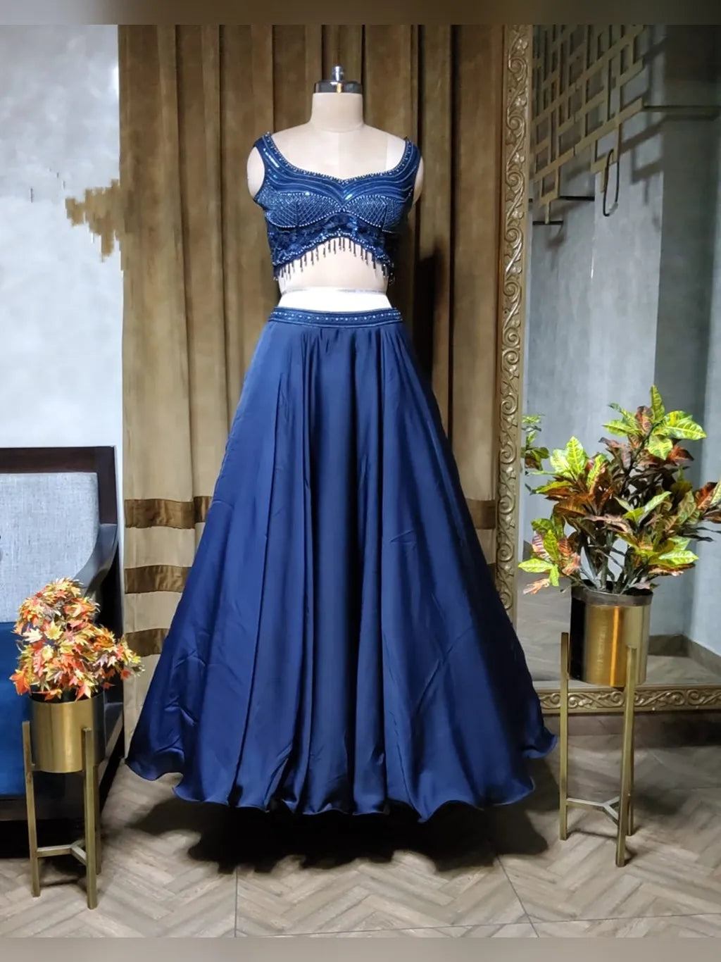 BLUE CROP TOP SKIRT