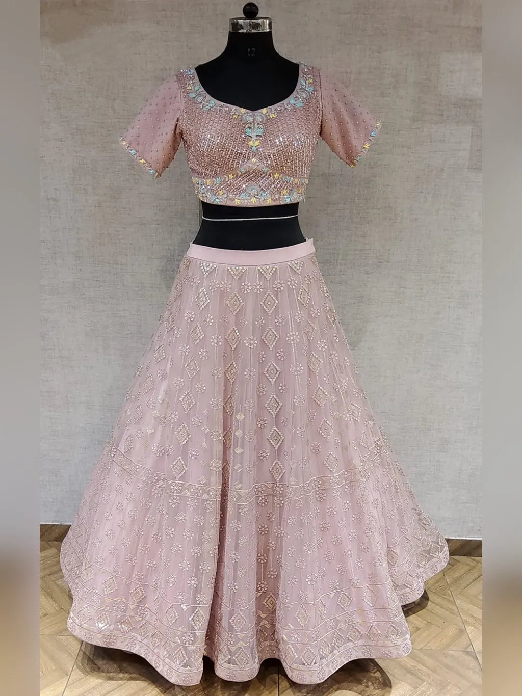 ONION PINK CROP TOP SKIRT