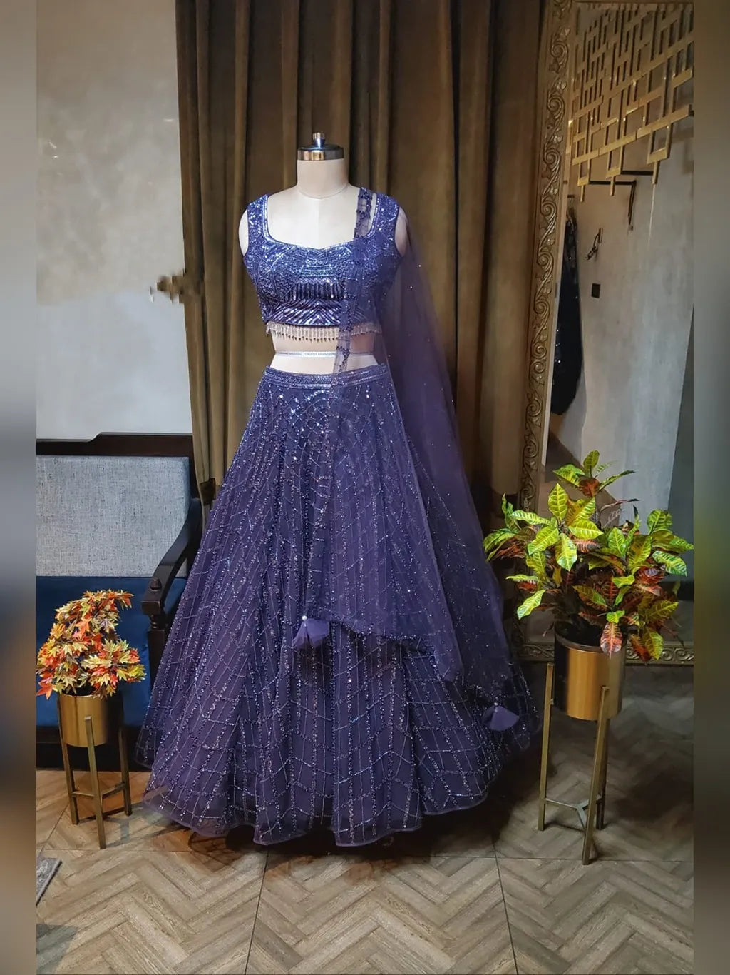 NAVY BLUE CROP TOP SKIRT