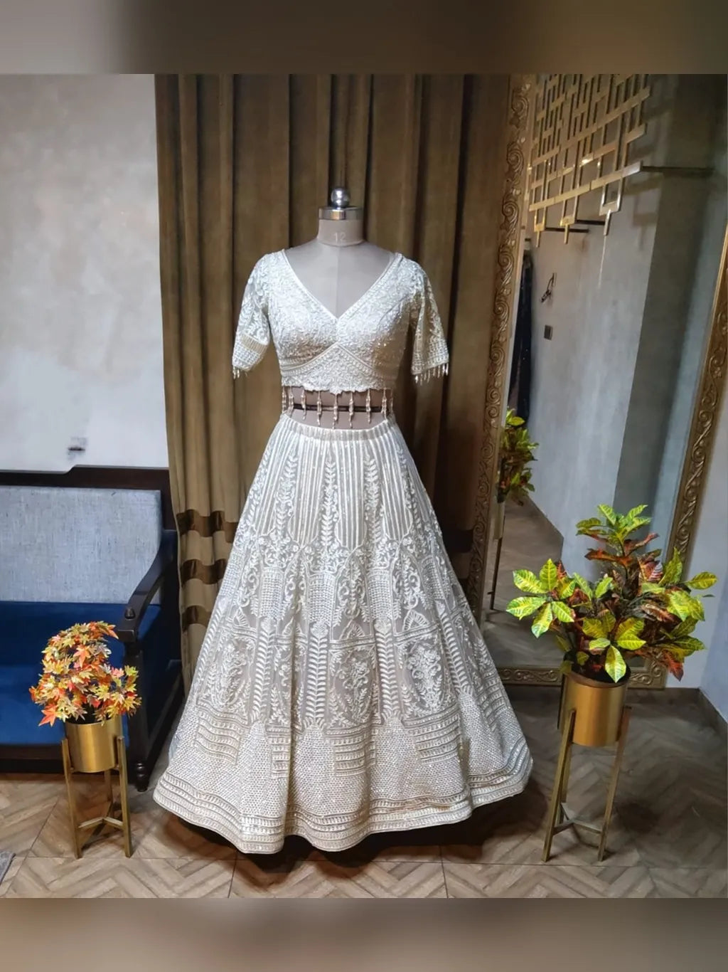 IVORY CROP TOP SKIRT