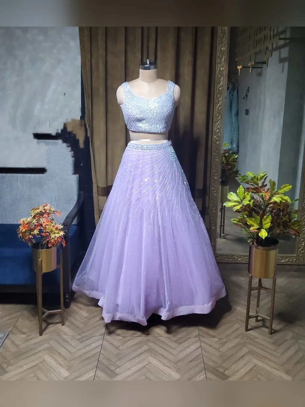LAVENDER CROP TOP SKIRT