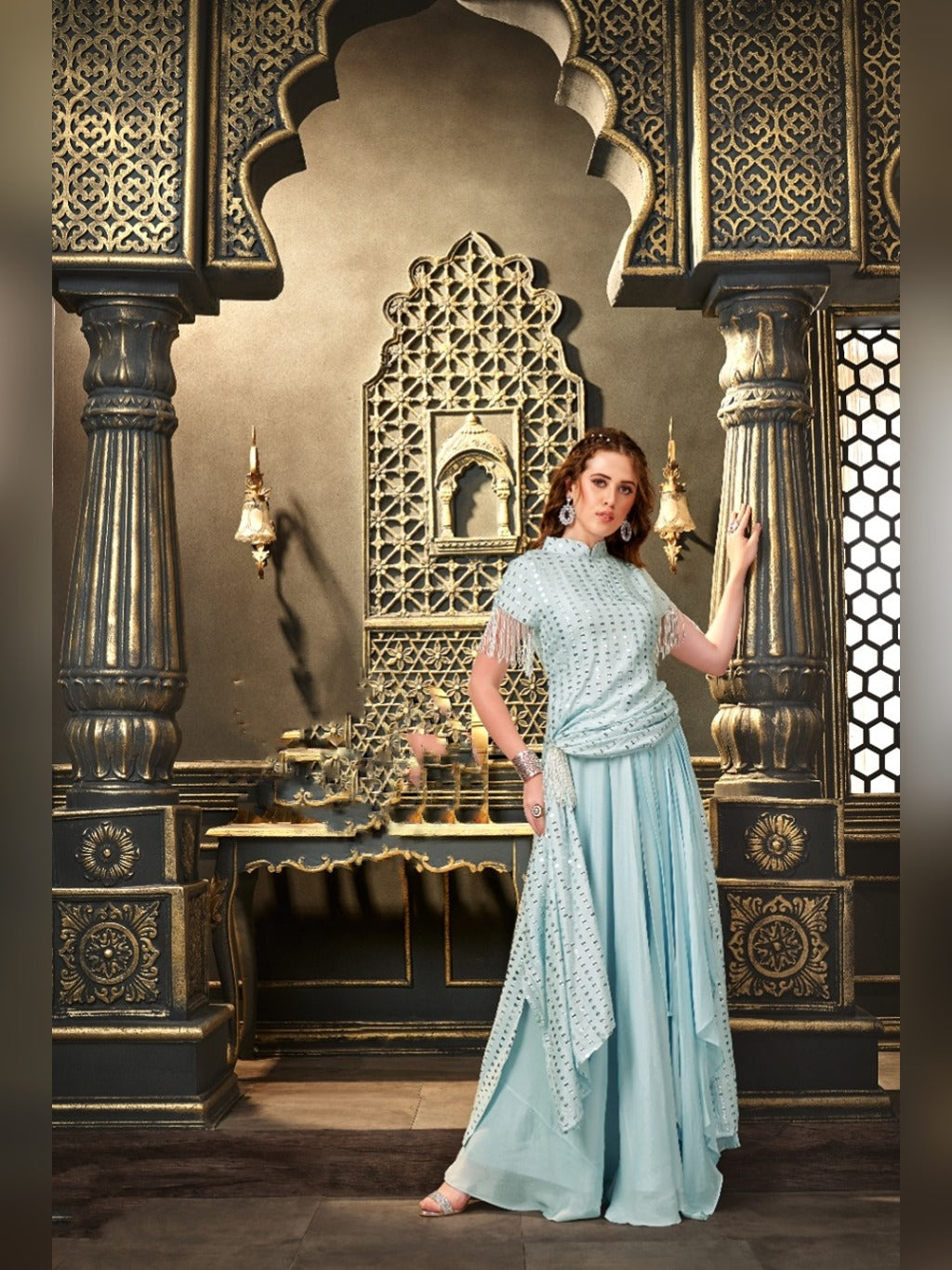 SKY BLUE CROP TOP SKIRT