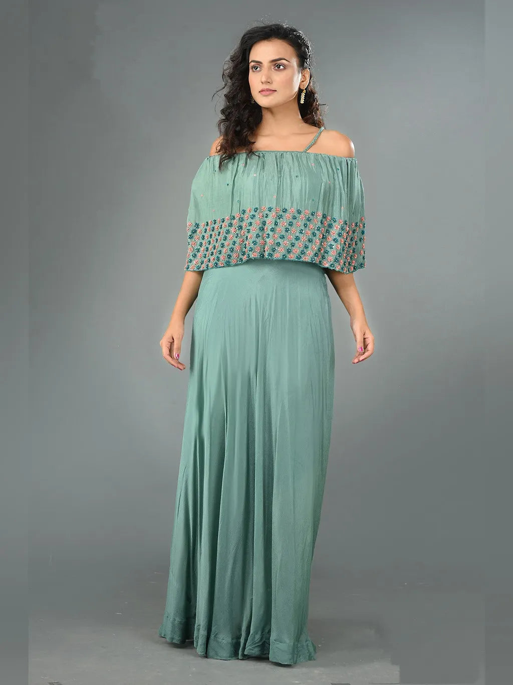 GREEN CROP TOP SKIRT