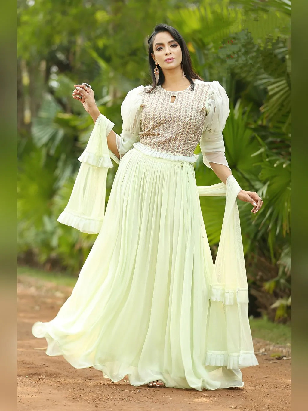 GREEN CROP TOP SKIRT