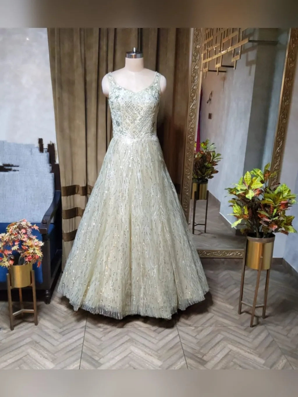 GREEN PARTYWEAR GOWN