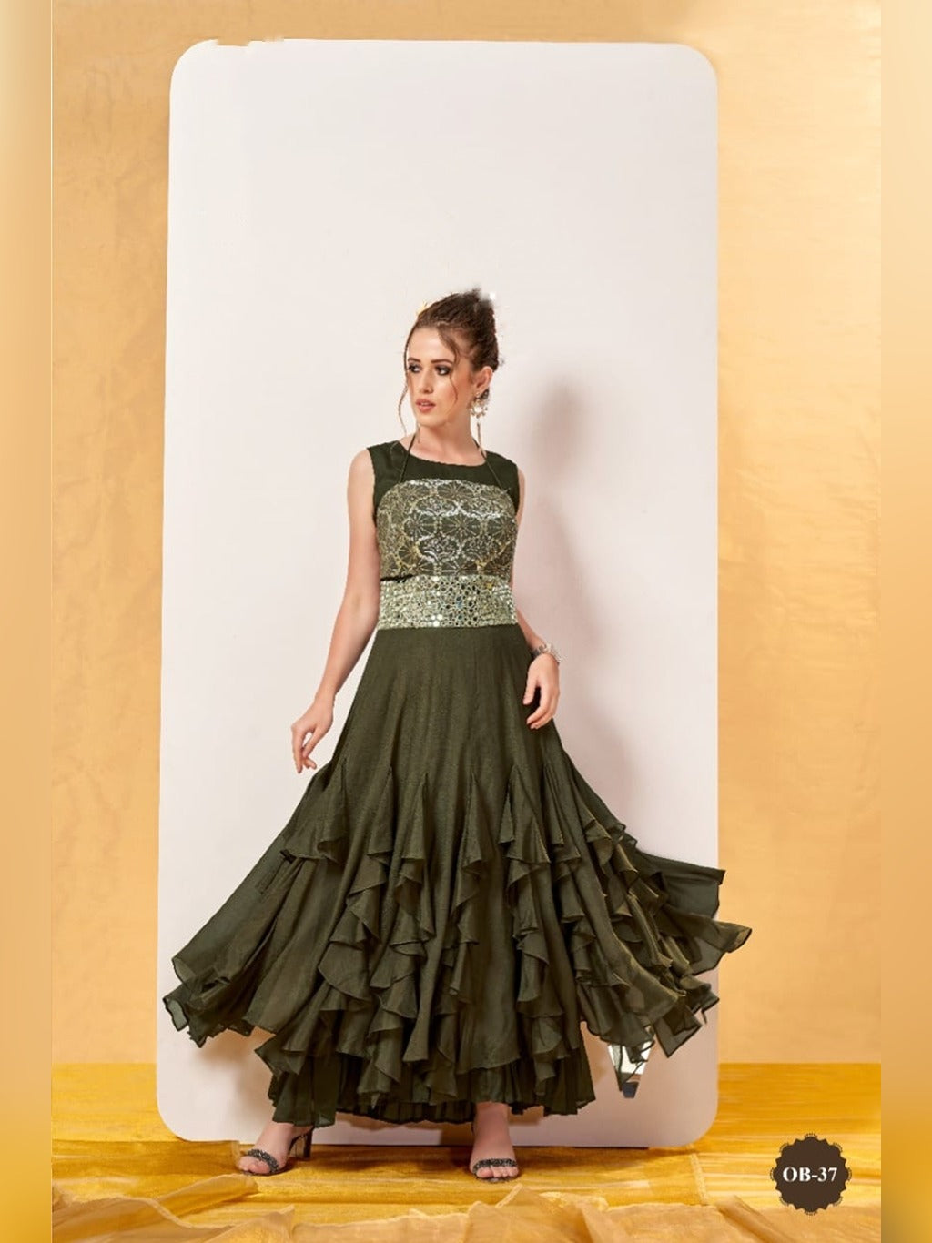 GREEN PARTYWEAR GOWN