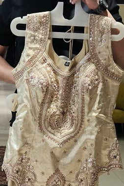 Cream Pallazo Kurti Set SFM7369