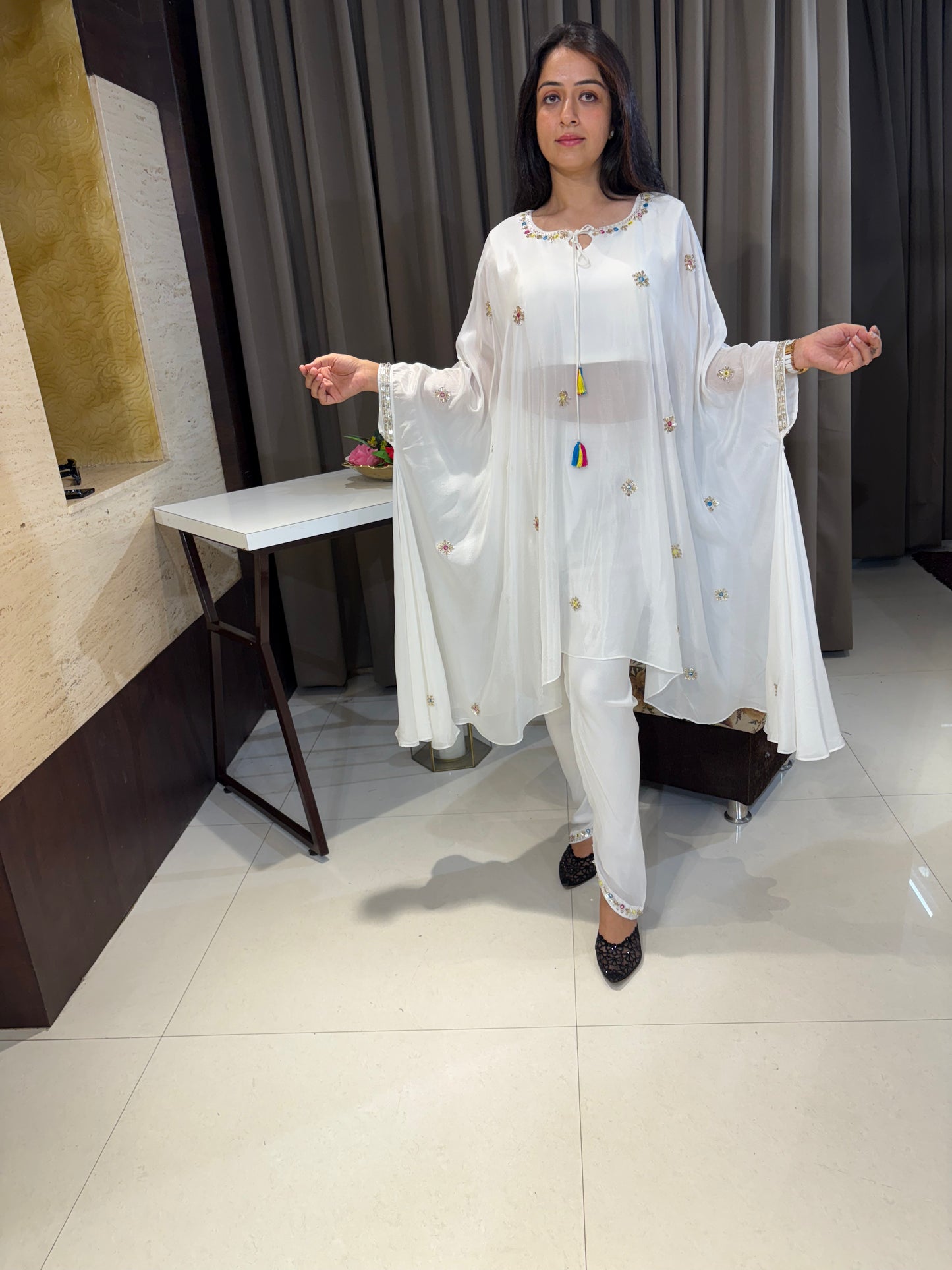 WHITE PLAZO SUIT
