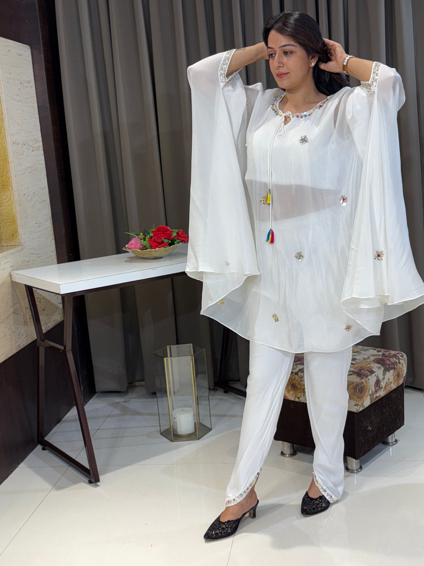 WHITE PLAZO SUIT
