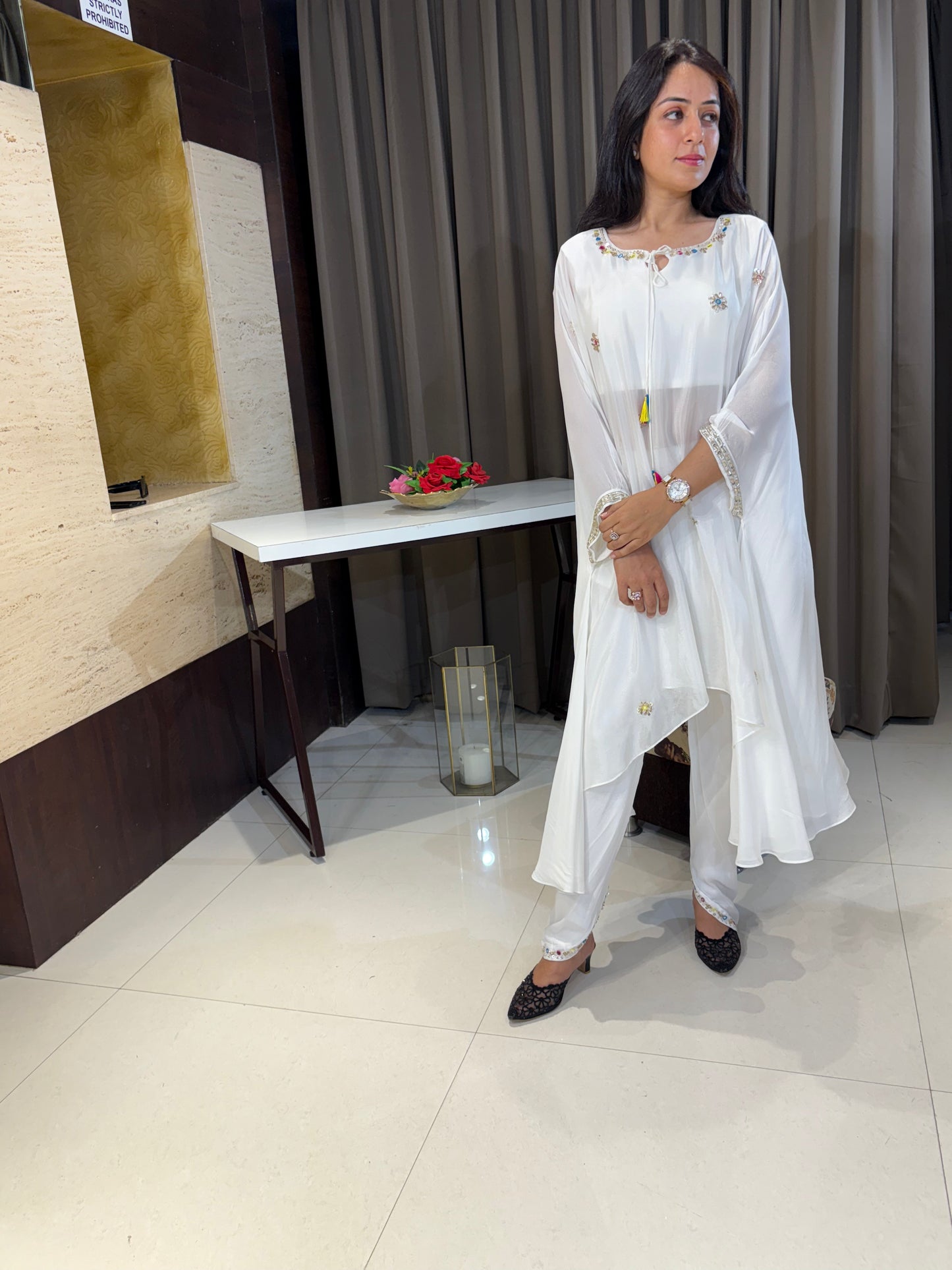 WHITE PLAZO SUIT