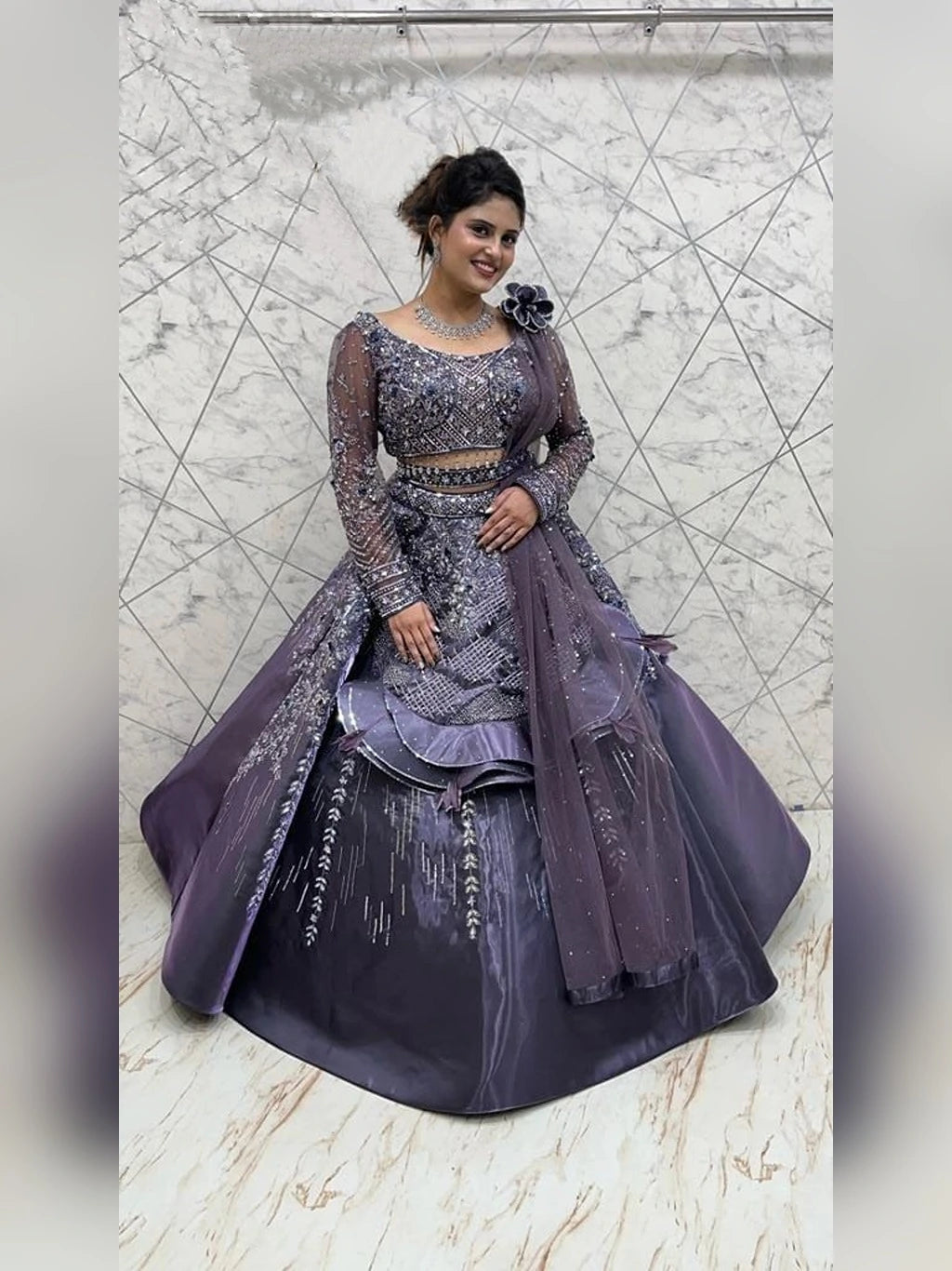 PURPLE BRIDAL WEAR LEHENGA