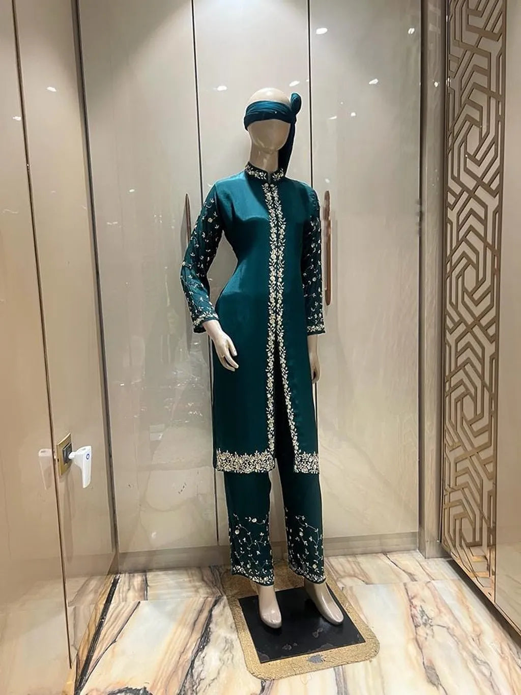 BOTTLE GREEN PLAZO SUIT