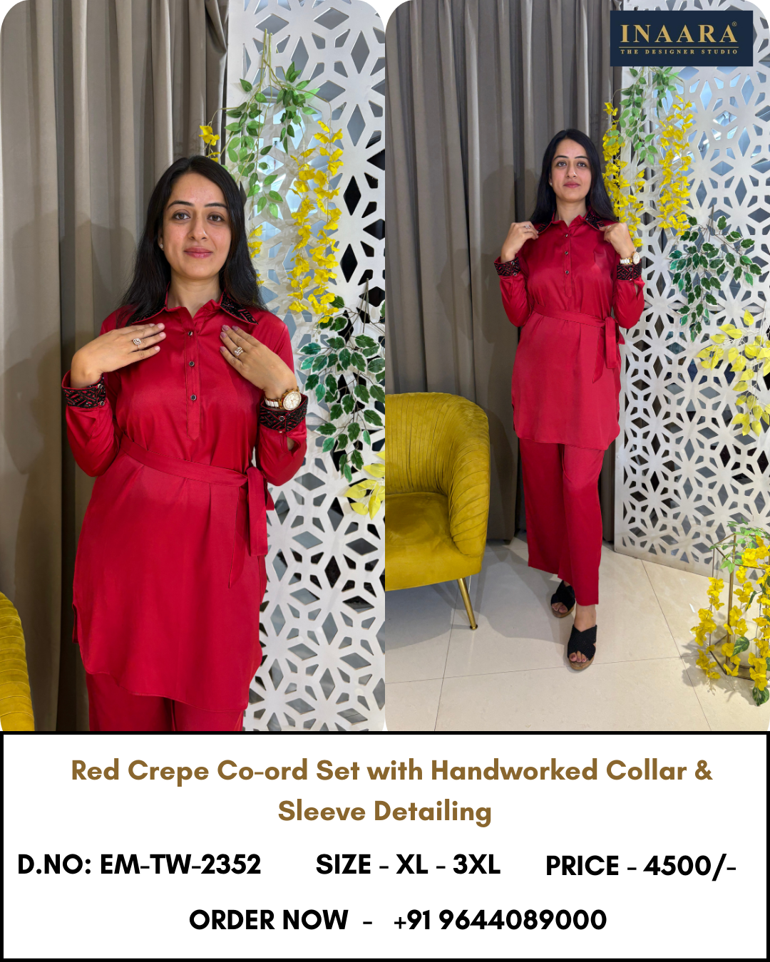 RED CREPE CO-ORD SET