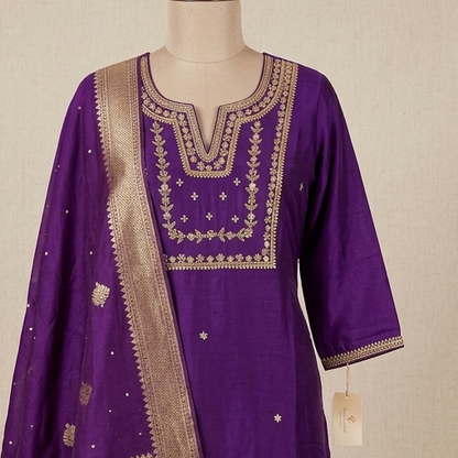Purple Kurti Pant Set FJ322004