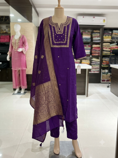 Purple Kurti Pant Set FJ322004