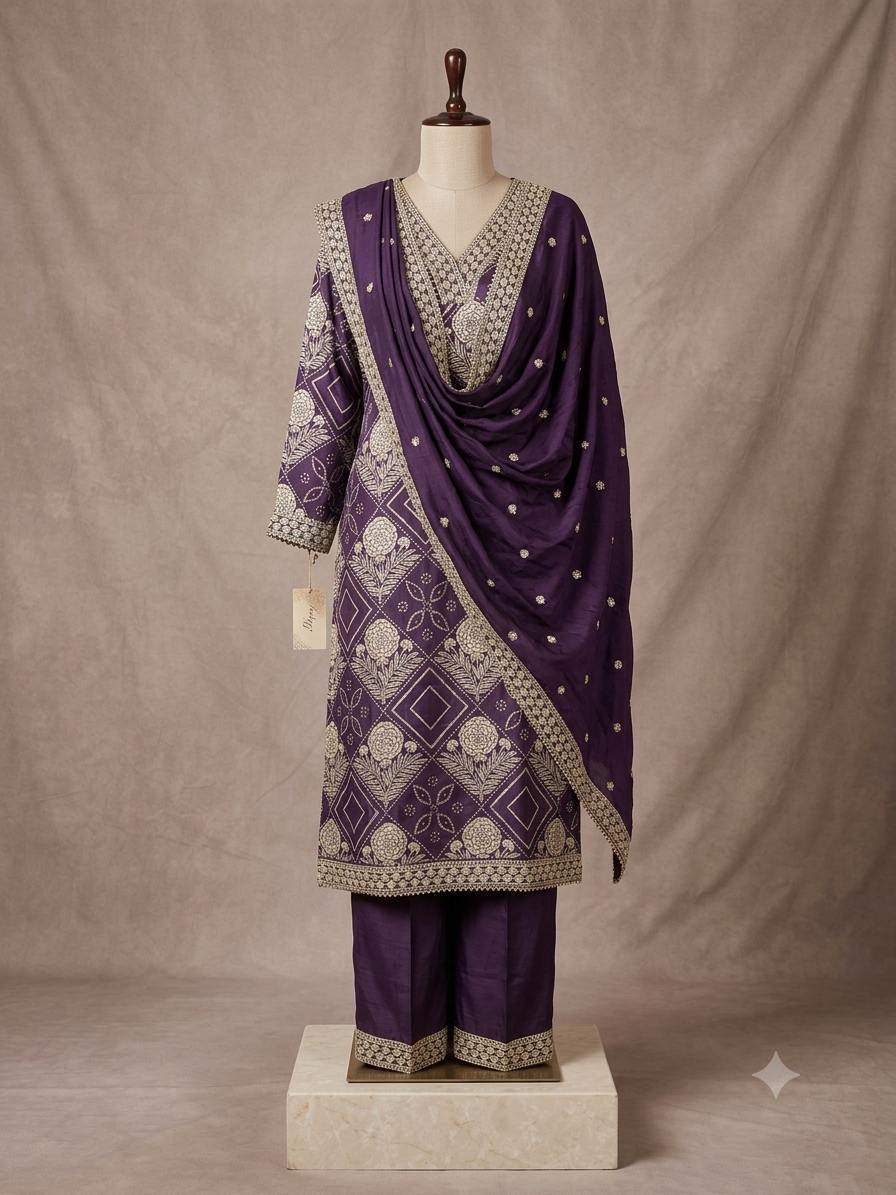 Purple Kurti Palazzo Set RF2768