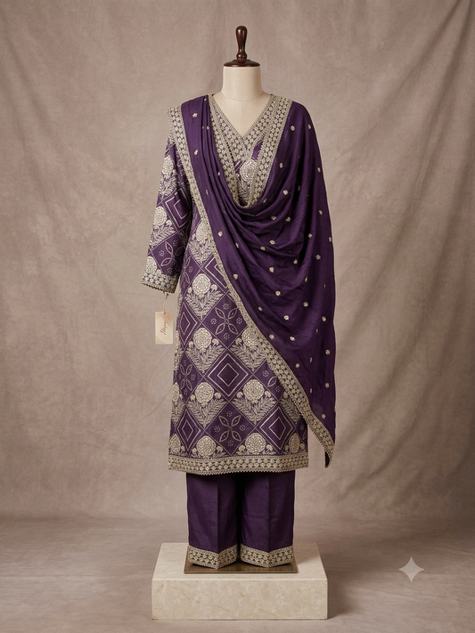 Purple Kurti Palazzo Set RF2768