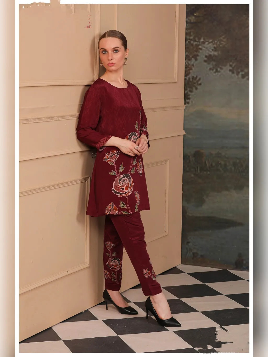MAROON KURTI PANT