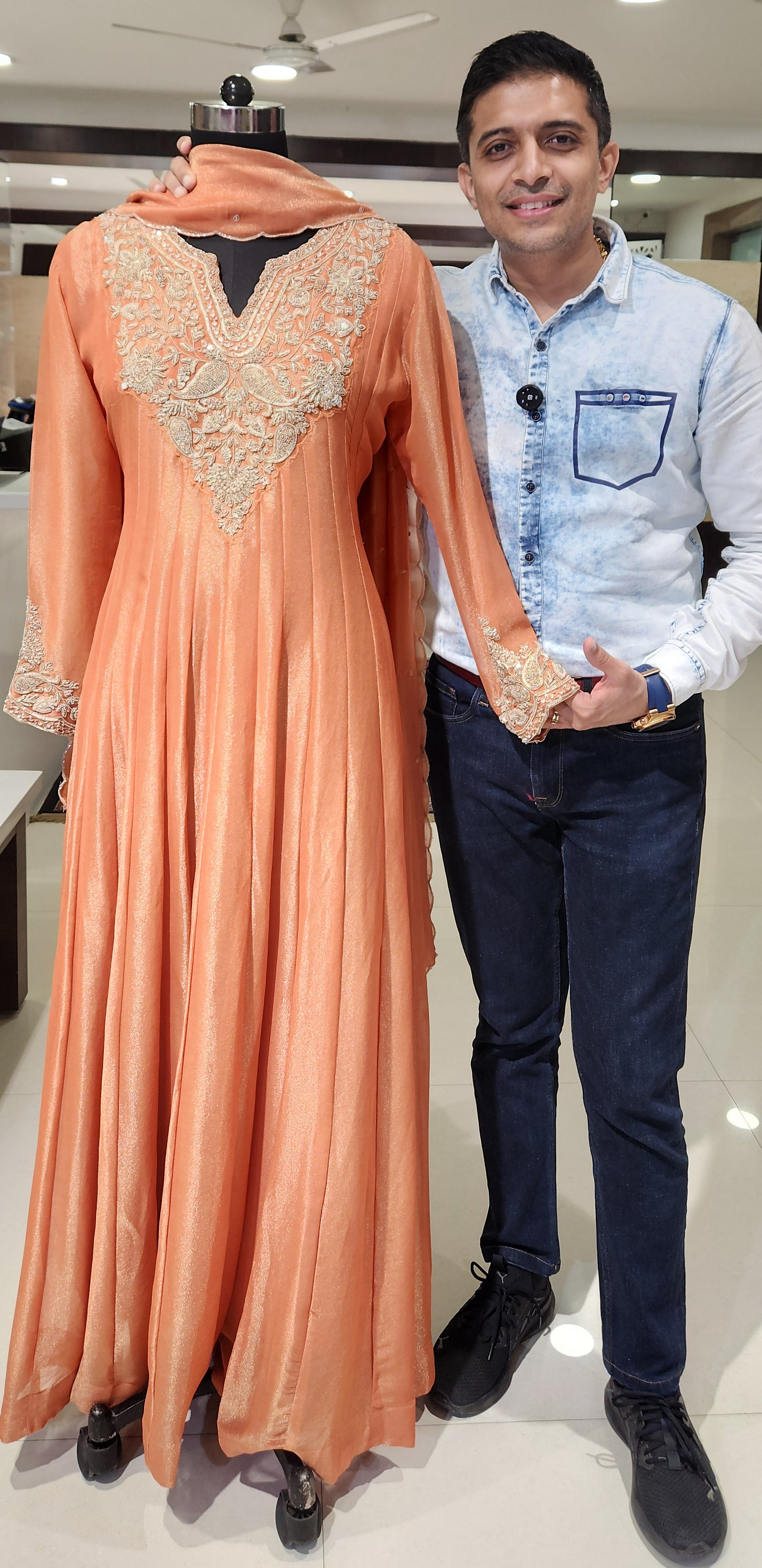 Orange Anarkali Suit