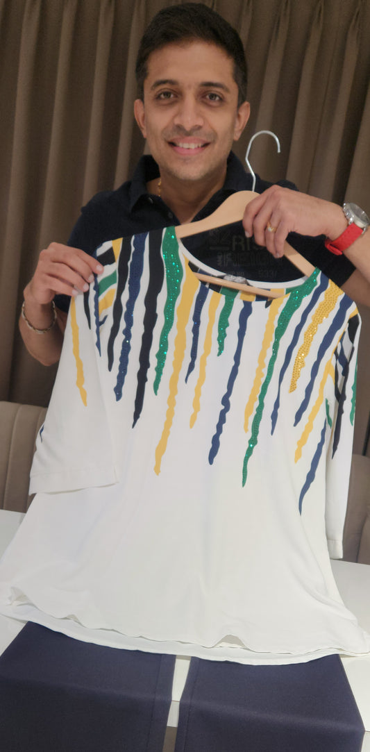White multi colored top SSM8820