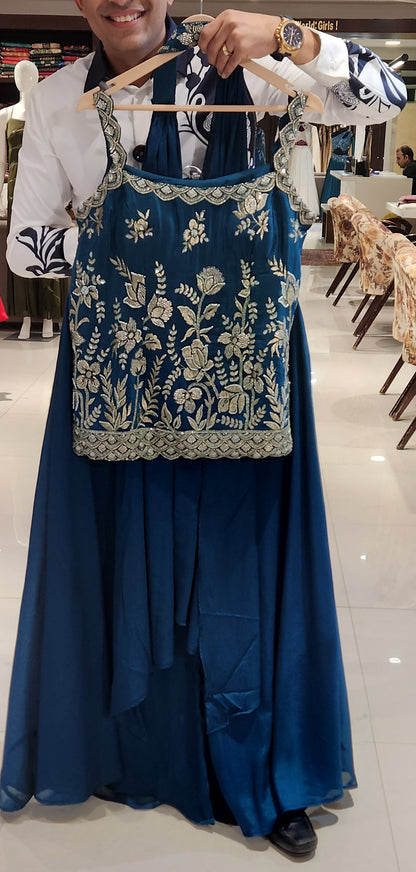 Blue Plazo Suit SHCM8306