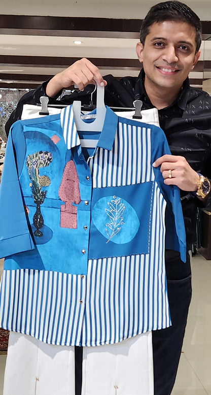 Blue Printed TopSSM8646
