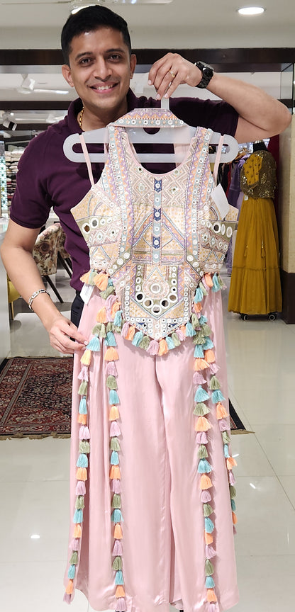 Pink Crop Top Palazzo Set TS10042