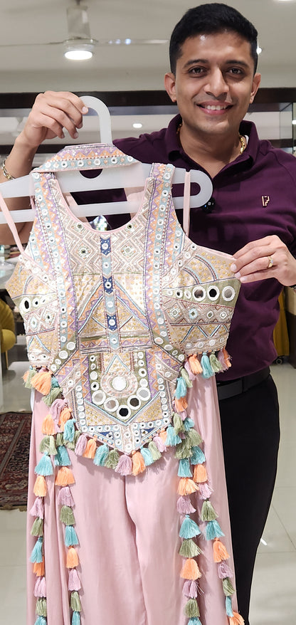 Pink Crop Top Palazzo Set TS10042