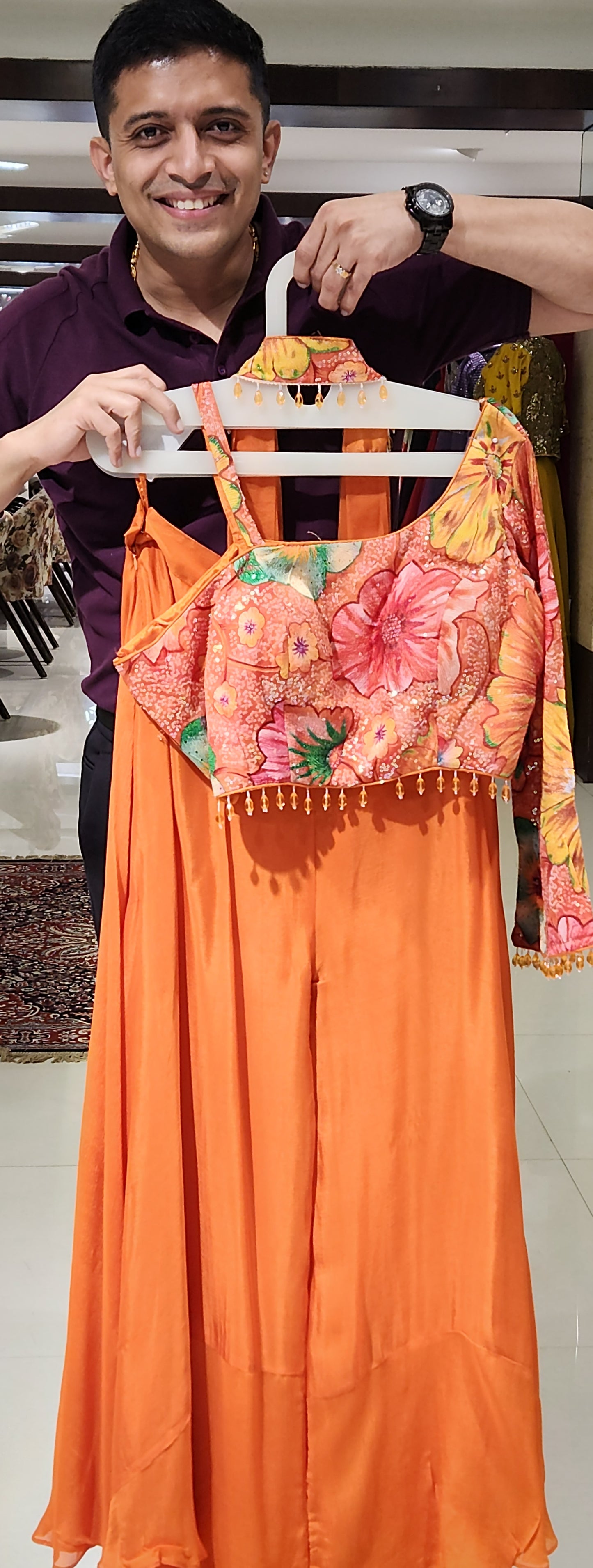 Orange Crop Top Palazzo Set DYD1598