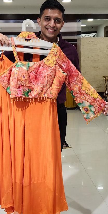 Orange Crop Top Palazzo Set DYD1598