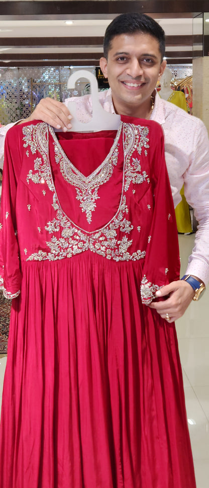 Maroon Partywear Gown TK1305