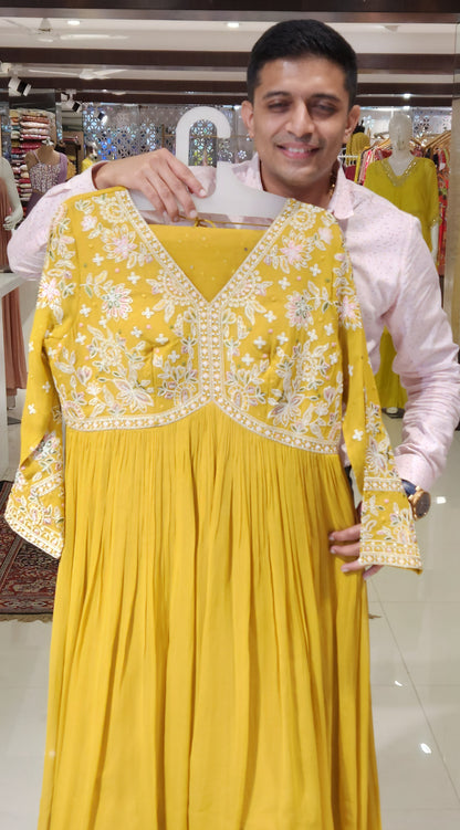 Yellow Anarkali Suit AM1208