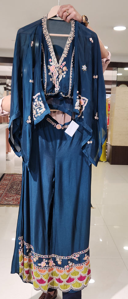 Blue Plazo Suit JMK1042